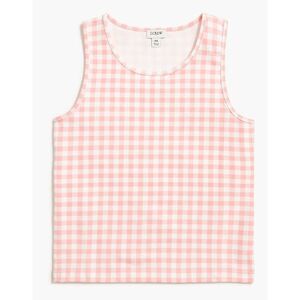 J. Crew Factory Longline tank top capri Pink White Gingham S Plain Crew Neck Sle